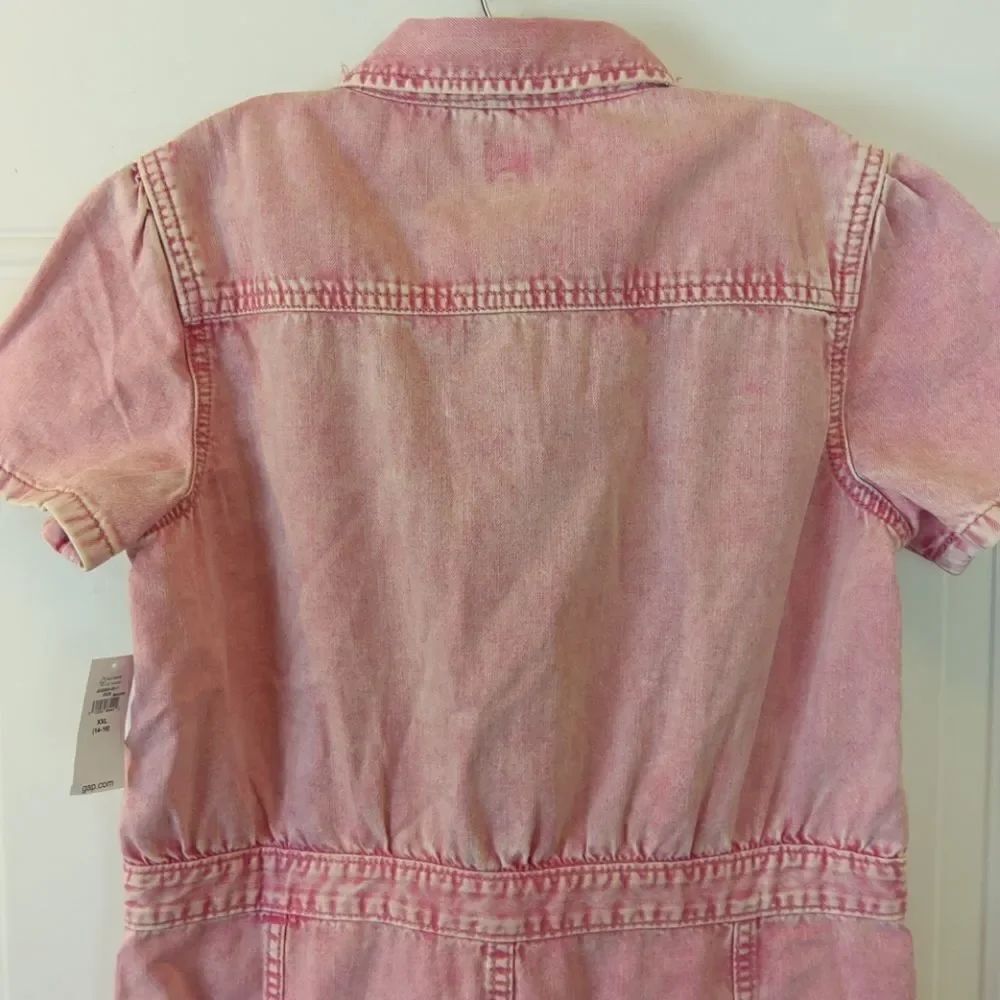 Gap girl red denim distressed short sleeve dress - Picture 9 of 12